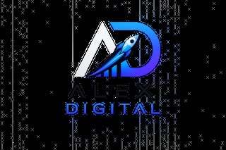 AD Digital logo with white letter A, blue letter D, upward arrow, and bar chart on matrix background